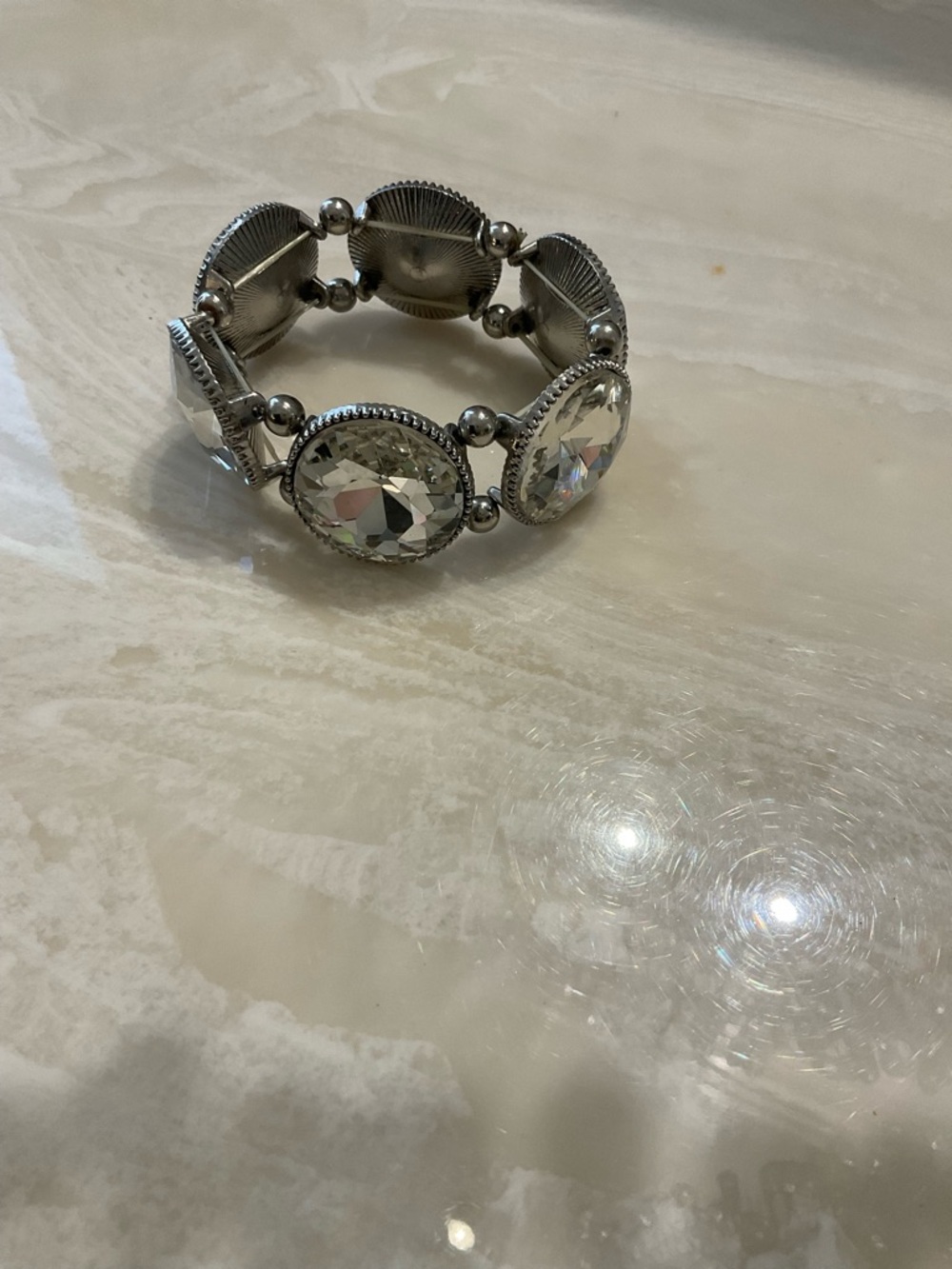 Crystal Stretch Bracelet - Silver and Clear
